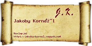 Jakoby Kornél névjegykártya